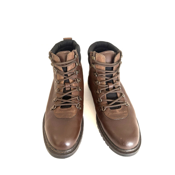 Johnston Murphy Lace-Up Ankle Boots Men's 9M Brown Pebbled Leather Lugged Sole - Picture 3 of 15